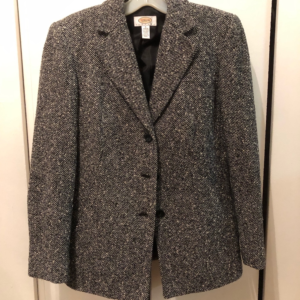 Black and White Tweed Boyfriend Blazer 6P